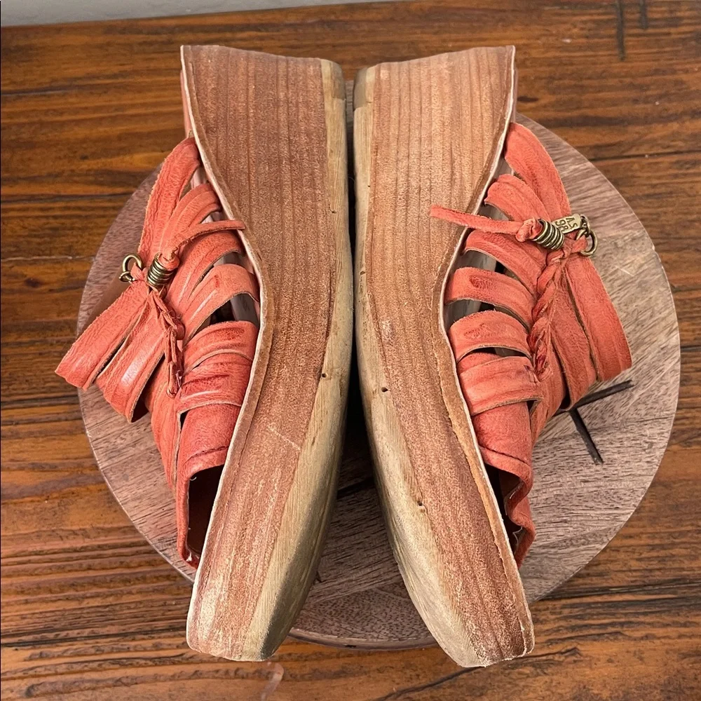 A.S.98 Nicolls Strappy Leather Platform Wedge Sandal in Rust Orange Sz 10.5 (42)